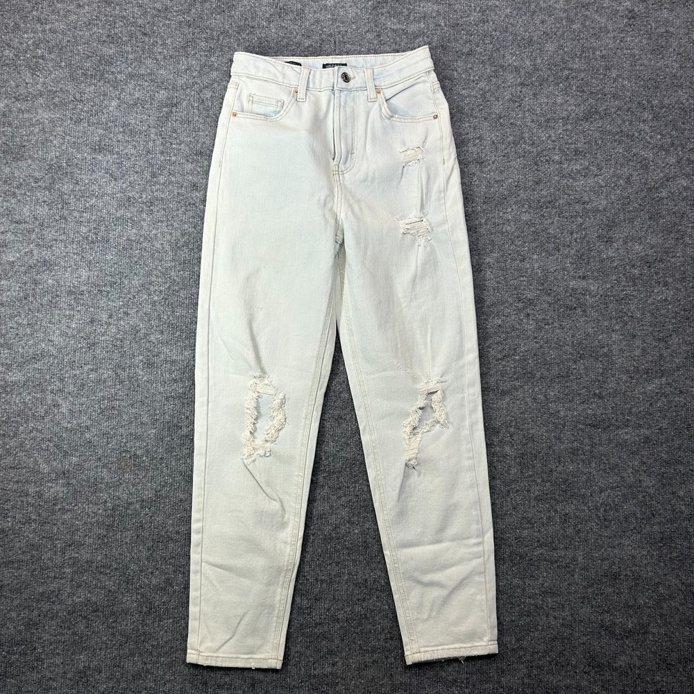 Wild Fable Highest Rise Mom Jeans Womens 0 White Denim Pockets Classic - 25X26